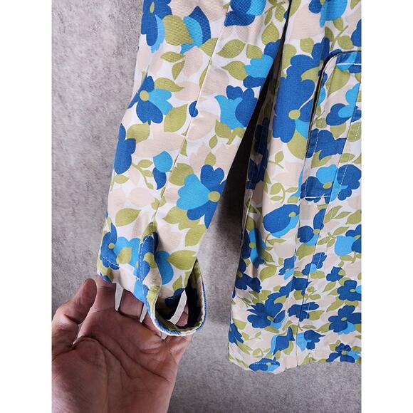 OLD NAVY Blue Green Floral Retro Vintage Button Up Jacket Coat SZ XS - Picture 4 of 6